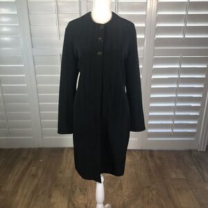 Vtg 90s Kathryn Dianos Black Stretch Knit Dress 12 Sheath Long Sleeve Designer